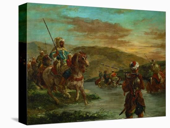 Passage d'un gue au Maroc-Fording a river in Morocco. Canvas, 60 x 75 cm, 1858 R. F.1987.-Eugene Delacroix-Stretched Canvas
