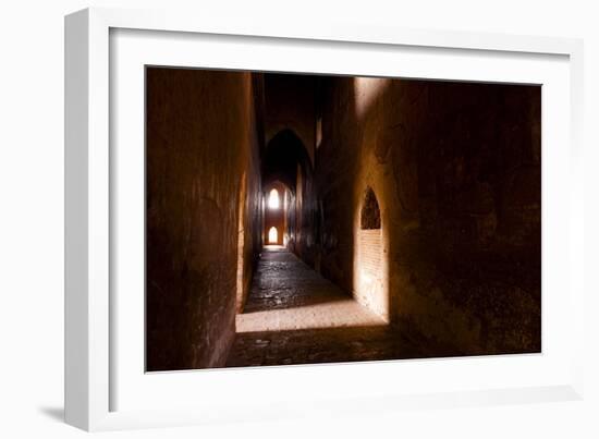 Passage in Buddhist Temple with Incidental Ray of Light in Bagan, Myanmar-Harry Marx-Framed Photographic Print