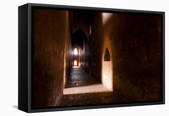 Passage in Buddhist Temple with Incidental Ray of Light in Bagan, Myanmar-Harry Marx-Framed Stretched Canvas