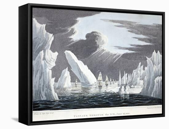 Passage Through the Ice, 16th June 1818, Illustration from 'A Voyage of Discovery...', 1819-John Ross-Framed Stretched Canvas