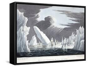 Passage Through the Ice, 16th June 1818, Illustration from 'A Voyage of Discovery...', 1819-John Ross-Framed Stretched Canvas