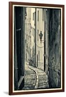 Passau, Germany, Narrow Alleyway of Historic Village, Vintage Look-Sheila Haddad-Framed Photographic Print