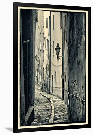 Passau, Germany, Narrow Alleyway of Historic Village, Vintage Look-Sheila Haddad-Framed Photographic Print
