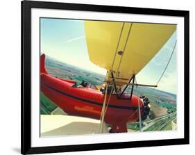 Passenger and Pilot in Biplane over Tulip Fields, Skagit Valley, Washington, USA-Stuart Westmoreland-Framed Photographic Print