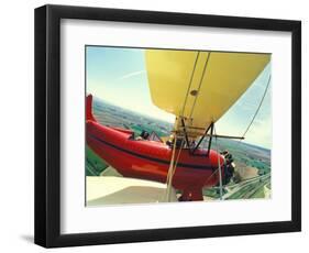 Passenger and Pilot in Biplane over Tulip Fields, Skagit Valley, Washington, USA-Stuart Westmoreland-Framed Photographic Print