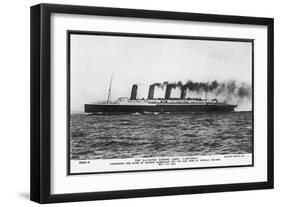 Passenger Liner of the Cunard Line the Largest in the World at the Time of Her Launch-null-Framed Art Print