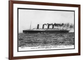 Passenger Liner of the Cunard Line the Largest in the World at the Time of Her Launch-null-Framed Premium Giclee Print