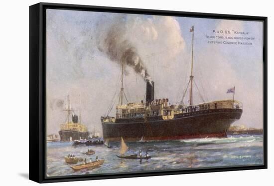 Passenger Liner of the P&O Line Depicted Entering Columbo Harbour Ceylon-null-Framed Stretched Canvas