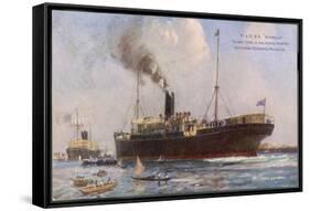 Passenger Liner of the P&O Line Depicted Entering Columbo Harbour Ceylon-null-Framed Stretched Canvas