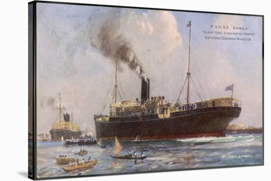 Passenger Liner of the P&O Line Depicted Entering Columbo Harbour Ceylon-null-Stretched Canvas