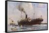 Passenger Liner of the P&O Line Depicted Entering Columbo Harbour Ceylon-null-Framed Stretched Canvas