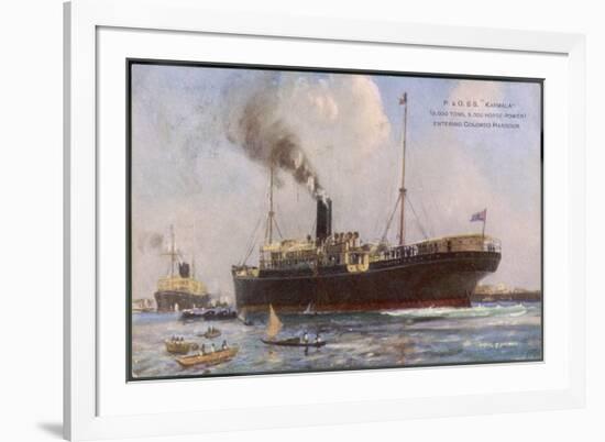 Passenger Liner of the P&O Line Depicted Entering Columbo Harbour Ceylon-null-Framed Art Print