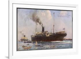 Passenger Liner of the P&O Line Depicted Entering Columbo Harbour Ceylon-null-Framed Art Print