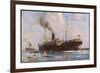 Passenger Liner of the P&O Line Depicted Entering Columbo Harbour Ceylon-null-Framed Premium Giclee Print