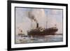 Passenger Liner of the P&O Line Depicted Entering Columbo Harbour Ceylon-null-Framed Premium Giclee Print