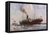 Passenger Liner of the P&O Line Depicted Entering Columbo Harbour Ceylon-null-Framed Stretched Canvas