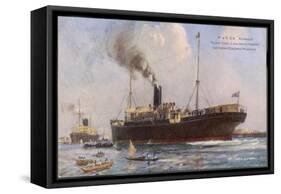 Passenger Liner of the P&O Line Depicted Entering Columbo Harbour Ceylon-null-Framed Stretched Canvas
