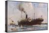 Passenger Liner of the P&O Line Depicted Entering Columbo Harbour Ceylon-null-Stretched Canvas