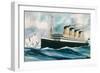 Passenger Liner 'Titanic' (1912) under Way in the North Atlantic, Passing Icebergs, 1913 (Oil on Ca-Harry J Jansen-Framed Giclee Print