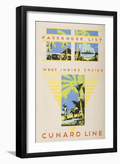 Passenger List for the West Indies Cruise Aboard the S.S. Franconia, 2nd December, 1930-null-Framed Giclee Print