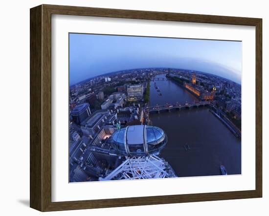 Passenger Pod Capsule, Houses of Parliament, Big Ben, River Thames from London Eye, London, England-Peter Barritt-Framed Photographic Print