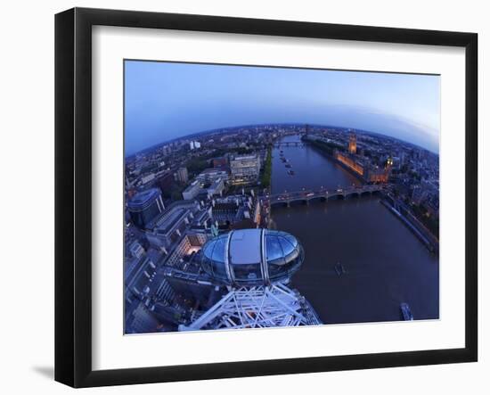 Passenger Pod Capsule, Houses of Parliament, Big Ben, River Thames from London Eye, London, England-Peter Barritt-Framed Photographic Print