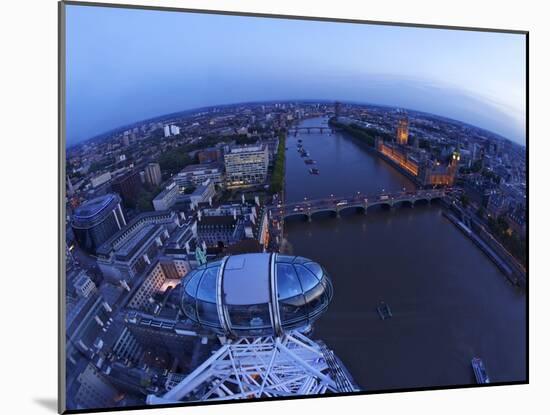 Passenger Pod Capsule, Houses of Parliament, Big Ben, River Thames from London Eye, London, England-Peter Barritt-Mounted Photographic Print