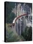 Passenger Train on Rock Bridge, Switzerland-Gavriel Jecan-Stretched Canvas