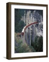 Passenger Train on Rock Bridge, Switzerland-Gavriel Jecan-Framed Photographic Print