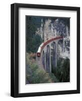 Passenger Train on Rock Bridge, Switzerland-Gavriel Jecan-Framed Photographic Print