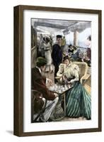 Passengers' Afternoon Recreation on the Deck of a P & O Steamship Circa 1900-null-Framed Giclee Print