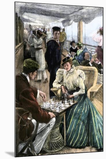 Passengers' Afternoon Recreation on the Deck of a P & O Steamship Circa 1900-null-Mounted Giclee Print