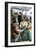 Passengers' Afternoon Recreation on the Deck of a P & O Steamship Circa 1900-null-Framed Premium Giclee Print