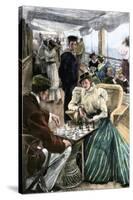 Passengers' Afternoon Recreation on the Deck of a P & O Steamship Circa 1900-null-Stretched Canvas