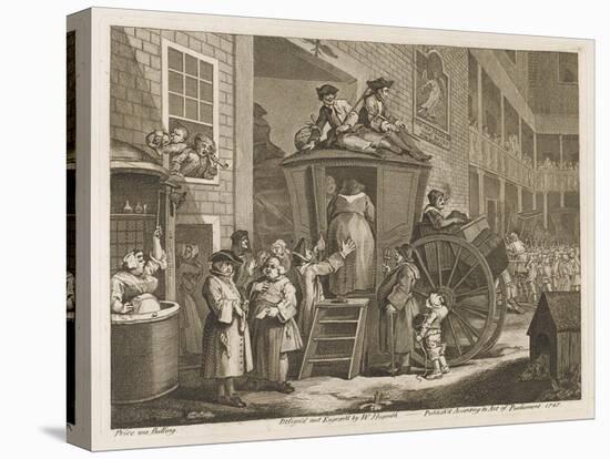 Passengers and Their Luggage are Packed into a Stage Coach in a Country Inn Yard-William Hogarth-Stretched Canvas