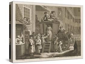 Passengers and Their Luggage are Packed into a Stage Coach in a Country Inn Yard-William Hogarth-Stretched Canvas