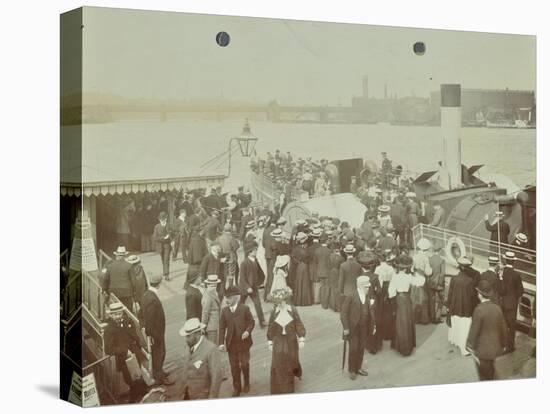 Passengers Boarding the London Steamboat Service, River Thames, London, 1905-null-Stretched Canvas