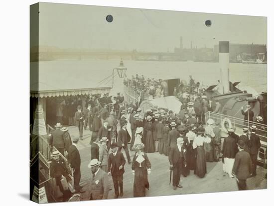 Passengers Boarding the London Steamboat Service, River Thames, London, 1905-null-Stretched Canvas