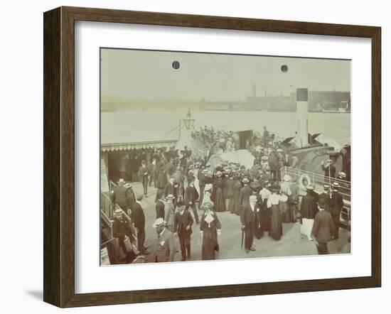 Passengers Boarding the London Steamboat Service, River Thames, London, 1905-null-Framed Photographic Print