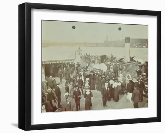 Passengers Boarding the London Steamboat Service, River Thames, London, 1905-null-Framed Photographic Print