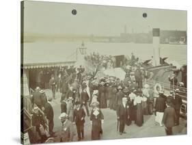 Passengers Boarding the London Steamboat Service, River Thames, London, 1905-null-Stretched Canvas