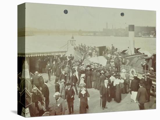 Passengers Boarding the London Steamboat Service, River Thames, London, 1905-null-Stretched Canvas