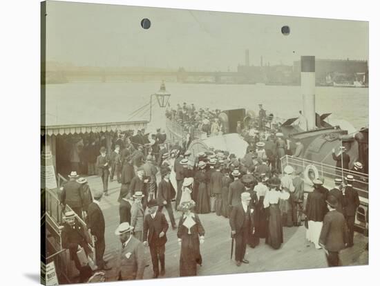 Passengers Boarding the London Steamboat Service, River Thames, London, 1905-null-Stretched Canvas