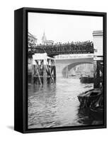 Passengers for the River Bus Service on the Footbridge to London Bridge Pier, London, C1905-null-Framed Stretched Canvas