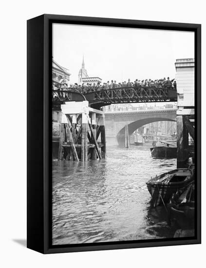 Passengers for the River Bus Service on the Footbridge to London Bridge Pier, London, C1905-null-Framed Stretched Canvas