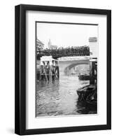 Passengers for the River Bus Service on the Footbridge to London Bridge Pier, London, C1905-null-Framed Photographic Print