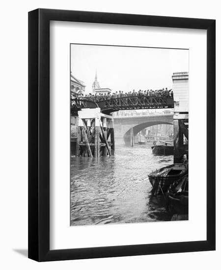 Passengers for the River Bus Service on the Footbridge to London Bridge Pier, London, C1905-null-Framed Photographic Print