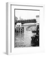 Passengers for the River Bus Service on the Footbridge to London Bridge Pier, London, C1905-null-Framed Photographic Print