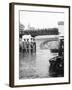 Passengers for the River Bus Service on the Footbridge to London Bridge Pier, London, C1905-null-Framed Photographic Print