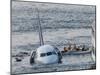 Passengers in a Raft Move from an Airbus 320 US Aircraft That Has Gone Down in the Hudson River-null-Mounted Photographic Print